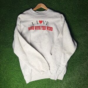 Vintage Jerzees I Love Gone With The Wind Sweatshirt XL Gray 90s Made in USA